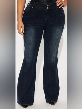 NWT FashionNova Dark Wash Bootcut Flared Jeans Plus Size 20